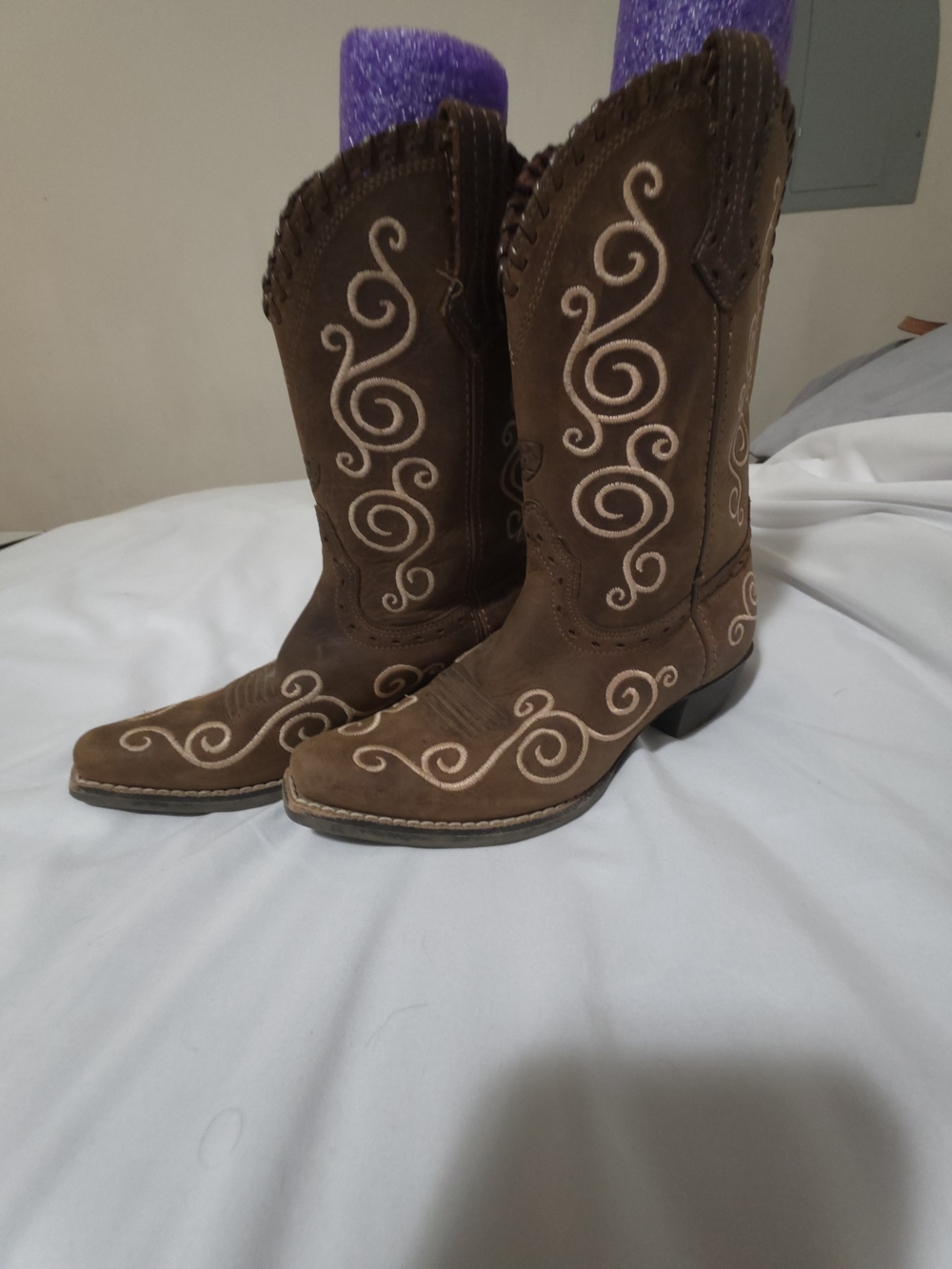 Ariat YOUTH Girls Shellen Distresses Brown Leather Western Cowboy Boots 10010256